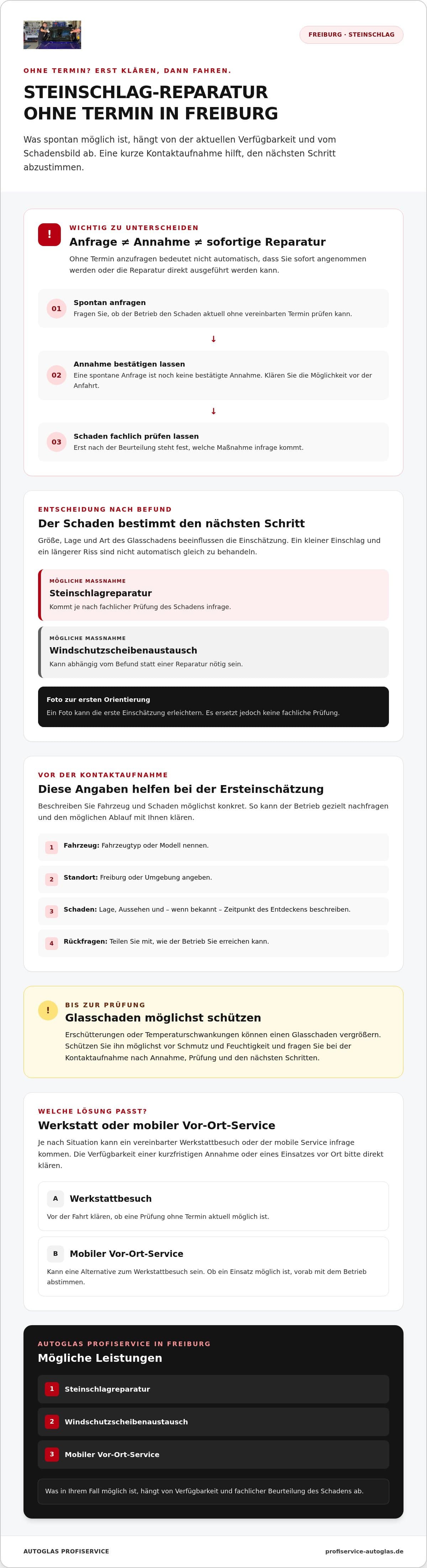 Steinschlag Reparatur ohne Termin Freiburg