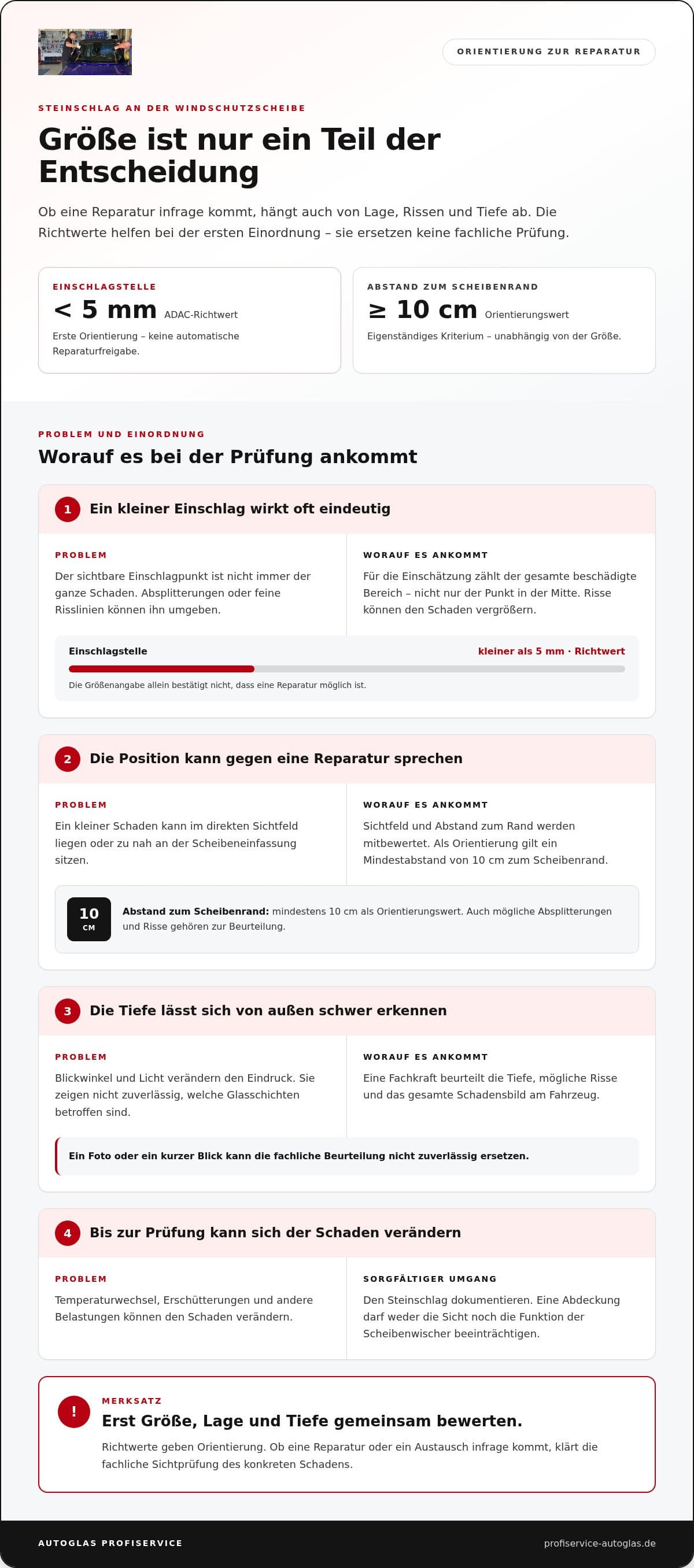 Steinschlag Windschutzscheibe wie groß reparierbar